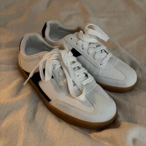 White and Black Sneakers with Gum Sole